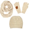 image:imageFunky Junque Kids Cozy Winter Set  Matching Ribbed Beanie Hat Cable Knit Scarf amp GlovesBeige