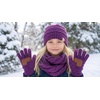 image:imageFunky Junque Kids Cozy Winter Set  Matching Ribbed Beanie Hat Cable Knit Scarf amp GlovesDark Purple