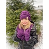 image:imageFunky Junque Kids Cozy Winter Set  Matching Ribbed Beanie Hat Cable Knit Scarf amp GlovesDark Purple