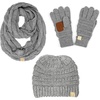 image:imageFunky Junque Kids Cozy Winter Set  Matching Ribbed Beanie Hat Cable Knit Scarf amp GlovesHeather Grey