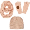 image:imageFunky Junque Kids Cozy Winter Set  Matching Ribbed Beanie Hat Cable Knit Scarf amp GlovesIndi Pink
