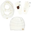 image:imageFunky Junque Kids Cozy Winter Set  Matching Ribbed Beanie Hat Cable Knit Scarf amp GlovesIvory