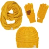 image:imageFunky Junque Kids Cozy Winter Set  Matching Ribbed Beanie Hat Cable Knit Scarf amp GlovesMustard