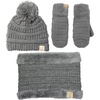 image:imageFunky Junque Kids Matching Neck Warmer Scarf Soft Fuzzy Cuff Gloves Mittens Ribbed Knit Pom Pom Beanie Bundle Boy GirlHeather Grey