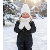 image:imageFunky Junque Kids Matching Neck Warmer Scarf Soft Fuzzy Cuff Gloves Mittens Ribbed Knit Pom Pom Beanie Bundle Boy GirlIvory