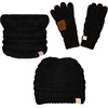 image:imageFunky Junque Kids Matching Winter Solid Ribbed Beanie Cap Fleece Lined Neck Warmer Stretchy Toddler Gloves BundleBlack