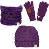 image:imageFunky Junque Kids Matching Winter Solid Ribbed Beanie Cap Fleece Lined Neck Warmer Stretchy Toddler Gloves BundleDark Purple