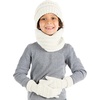 image:imageFunky Junque Kids Matching Winter Solid Ribbed Beanie Cap Fleece Lined Neck Warmer Stretchy Toddler Gloves BundleIvory