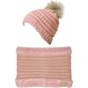 image:imageFunky Junque Kids Winter Fleece Lined Neck Warmer Ribbed Knit Pom Pom Winter Beanie Bundle Cold Weather Gaiter ToddlerIndi Pink Faux Fur Pom