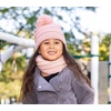 image:imageFunky Junque Kids Winter Fleece Lined Neck Warmer Ribbed Knit Pom Pom Winter Beanie Bundle Cold Weather Gaiter ToddlerIndi Pink Faux Fur Pom