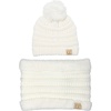 image:imageFunky Junque Kids Winter Fleece Lined Neck Warmer Ribbed Knit Pom Pom Winter Beanie Bundle Cold Weather Gaiter ToddlerIvory