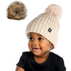 image:imageFunky Junque Knit Baby Beanie  Detachable Pom Pom Winter Hat for Infants 012 Months Soft Warm Infant Beanies Boys amp Girls2 Pack  Black  Beige