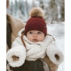 image:imageFunky Junque Knit Baby Beanie  Detachable Pom Pom Winter Hat for Infants 012 Months Soft Warm Infant Beanies Boys amp GirlsBurgundy