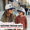 image:imageFunky Junque Matching Family Trucker Hat Set Adult amp Child Baseball Caps  Mommy amp me 2tone vintage snapback caps for family photos baby showers outings amp matching giftsEast Coast  NavyBeige