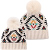 image:imageFunky Junque Matching Infant amp Toddler Pom Beanies  Winter Knit Hats for Baby Girls amp Siblings Adorable SetAztec Pattern  Beige