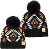 image:imageFunky Junque Matching Infant amp Toddler Pom Beanies  Winter Knit Hats for Baby Girls amp Siblings Adorable SetAztec Pattern  Black