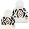 image:imageFunky Junque Matching Infant amp Toddler Pom Beanies  Winter Knit Hats for Baby Girls amp Siblings Adorable SetAztec Pattern  White