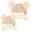 image:imageFunky Junque Matching Infant amp Toddler Pom Beanies  Winter Knit Hats for Baby Girls amp Siblings Adorable SetChenille Earflap  Beige
