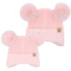 image:imageFunky Junque Matching Infant amp Toddler Pom Beanies  Winter Knit Hats for Baby Girls amp Siblings Adorable SetChenille Earflap  Light Pink