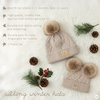 image:imageFunky Junque Matching Infant amp Toddler Pom Beanies  Winter Knit Hats for Baby Girls amp Siblings Adorable SetDiagonal Basketweave  Beige