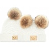image:imageFunky Junque Matching Infant amp Toddler Pom Beanies  Winter Knit Hats for Baby Girls amp Siblings Adorable SetDiagonal Basketweave  White