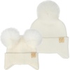 image:imageFunky Junque Matching Infant amp Toddler Pom Beanies  Winter Knit Hats for Baby Girls amp Siblings Adorable SetEar Flap  Ivory