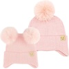 image:imageFunky Junque Matching Infant amp Toddler Pom Beanies  Winter Knit Hats for Baby Girls amp Siblings Adorable SetEar Flap  Light Pink