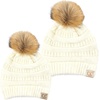 image:imageFunky Junque Matching Infant amp Toddler Pom Beanies  Winter Knit Hats for Baby Girls amp Siblings Adorable SetFaux Fur Pom  Ivory