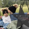 image:imageFunky Junque Matching Infant amp Toddler Pom Beanies  Winter Knit Hats for Baby Girls amp Siblings Adorable SetToddler Single PomInfant Double Pom  Diagonal Stripes  Black 2 Pack