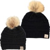 image:imageFunky Junque Matching Infant amp Toddler Pom Beanies  Winter Knit Hats for Baby Girls amp Siblings Adorable SetToddlerInfant  Black 2 Pack