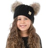 image:imageFunky Junque Matching Sets Kids Beanie Hat Scarf Texting Gloves Bundle Girls Boys ToddlerBlack  Natural Double Pom