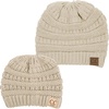 image:imageFunky Junque Mommy amp Me Beanie Set  Matching Knit Winter Hats for Baby Toddler Kids amp Moms Cute Family Beanies BundleAdult  Infant  Ribbed  Beige 2 Pack