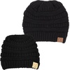 image:imageFunky Junque Mommy amp Me Beanie Set  Matching Knit Winter Hats for Baby Toddler Kids amp Moms Cute Family Beanies BundleAdult  Infant  Ribbed  Black 2 Pack