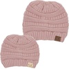 image:imageFunky Junque Mommy amp Me Beanie Set  Matching Knit Winter Hats for Baby Toddler Kids amp Moms Cute Family Beanies BundleAdult  Infant  Ribbed  Indi Pink 2 Pack
