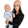 image:imageFunky Junque Mommy amp Me Beanie Set  Matching Knit Winter Hats for Baby Toddler Kids amp Moms Cute Family Beanies BundleAdult  Infant  Ribbed  Indi Pink 2 Pack
