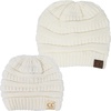 image:imageFunky Junque Mommy amp Me Beanie Set  Matching Knit Winter Hats for Baby Toddler Kids amp Moms Cute Family Beanies BundleAdult  Infant  Ribbed  Ivory 2 Pack