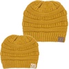 image:imageFunky Junque Mommy amp Me Beanie Set  Matching Knit Winter Hats for Baby Toddler Kids amp Moms Cute Family Beanies BundleAdult  Infant  Ribbed  Mustard 2 Pack