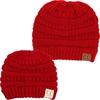 image:imageFunky Junque Mommy amp Me Beanie Set  Matching Knit Winter Hats for Baby Toddler Kids amp Moms Cute Family Beanies BundleAdult  Infant  Ribbed  Red 2 Pk