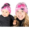 image:imageFunky Junque Mommy amp Me Beanie Set  Matching Knit Winter Hats for Baby Toddler Kids amp Moms Cute Family Beanies BundleAdult  Infant  Tie Dye  BlackHot Pink 2 Pk
