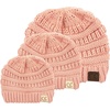 image:imageFunky Junque Mommy amp Me Beanie Set  Matching Knit Winter Hats for Baby Toddler Kids amp Moms Cute Family Beanies BundleAdult  Toddler  Infant  Indi Pink  Ribbed 3pk