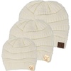image:imageFunky Junque Mommy amp Me Beanie Set  Matching Knit Winter Hats for Baby Toddler Kids amp Moms Cute Family Beanies BundleAdult  Toddler  Infant  Ivory  Ribbed 3pk
