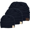 image:imageFunky Junque Mommy amp Me Beanie Set  Matching Knit Winter Hats for Baby Toddler Kids amp Moms Cute Family Beanies BundleAdult  Toddler  Infant  Navy  Ribbed 3pk