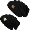 image:imageFunky Junque Mommy amp Me Beanie Set  Matching Knit Winter Hats for Baby Toddler Kids amp Moms Cute Family Beanies BundleAdult  Toddler  Oversized Black 2 Pk