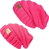 image:imageFunky Junque Mommy amp Me Beanie Set  Matching Knit Winter Hats for Baby Toddler Kids amp Moms Cute Family Beanies BundleAdult  Toddler  Oversized Candy Pink 2 Pk