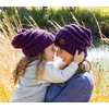 image:imageFunky Junque Mommy amp Me Beanie Set  Matching Knit Winter Hats for Baby Toddler Kids amp Moms Cute Family Beanies BundleAdult  Toddler  Oversized Dark Purple 2 Pk