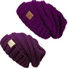image:imageFunky Junque Mommy amp Me Beanie Set  Matching Knit Winter Hats for Baby Toddler Kids amp Moms Cute Family Beanies BundleAdult  Toddler  Oversized Dark Purple 2 Pk