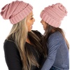 image:imageFunky Junque Mommy amp Me Beanie Set  Matching Knit Winter Hats for Baby Toddler Kids amp Moms Cute Family Beanies BundleAdult  Toddler  Oversized Indi Pink 2 Pk