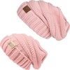 image:imageFunky Junque Mommy amp Me Beanie Set  Matching Knit Winter Hats for Baby Toddler Kids amp Moms Cute Family Beanies BundleAdult  Toddler  Oversized Indi Pink 2 Pk
