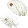 image:imageFunky Junque Mommy amp Me Beanie Set  Matching Knit Winter Hats for Baby Toddler Kids amp Moms Cute Family Beanies BundleAdult  Toddler  Oversized Ivory 2 Pk
