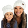 image:imageFunky Junque Mommy amp Me Beanie Set  Matching Knit Winter Hats for Baby Toddler Kids amp Moms Cute Family Beanies BundleAdult  Toddler  Oversized Ivory 2 Pk